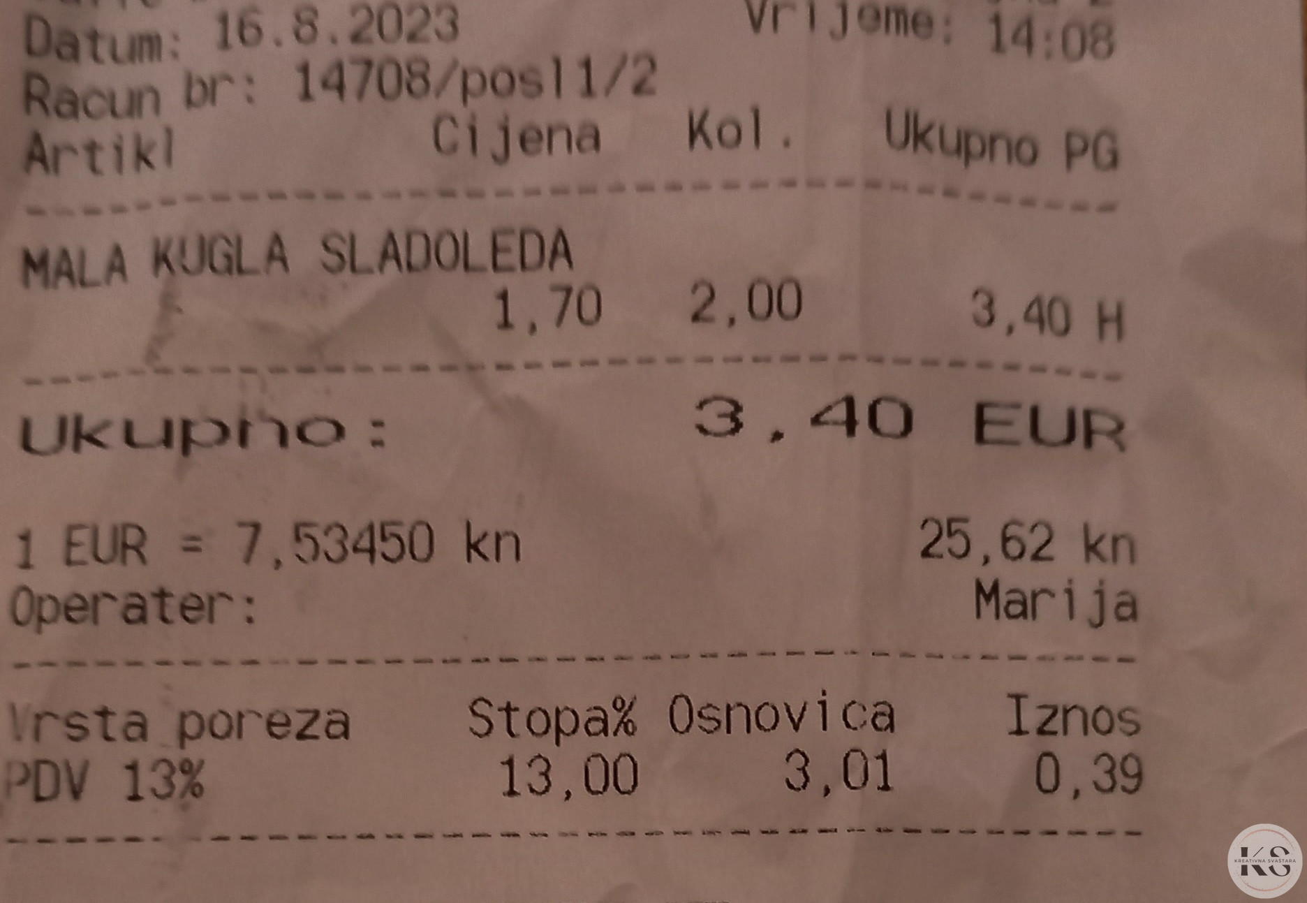 Cijena Sladoleda na Viru